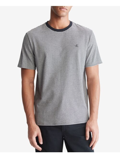 CALVIN KLEIN Men's Feeder Stripe Monogram Embroidered T-Shirt