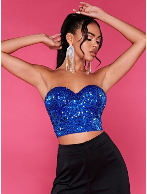 SHEIN BAE Sequin Tube Top