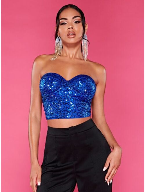 SHEIN BAE Sequin Tube Top