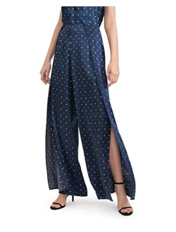 Womens Silk Pants with Split Trouser Legs High-Waisted Lightweight Dressy Pants