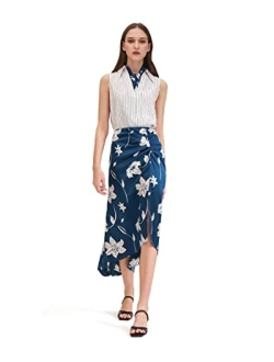 Women's Silk Midi Skirt High-Waist Vintage Lily Skirt