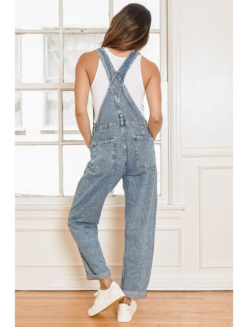 Free People Ziggy Medium Wash Denim Overalls