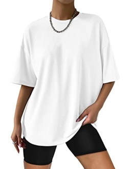 Trendy Queen Womens Oversized T Shirts Loose Fit Cotton Crewneck Short Sleeve Tops Summer Casual Blouse 2023 Y2K Basic Tee