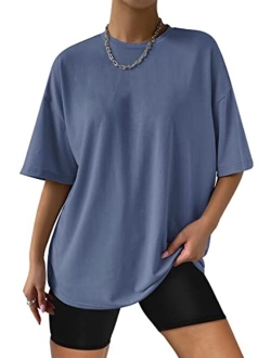 Trendy Queen Womens Oversized T Shirts Loose Fit Cotton Crewneck Short Sleeve Tops Summer Casual Blouse 2023 Y2K Basic Tee