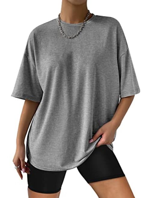 Trendy Queen Womens Oversized T Shirts Loose Fit Cotton Crewneck Short Sleeve Tops Summer Casual Blouse 2023 Y2K Basic Tee