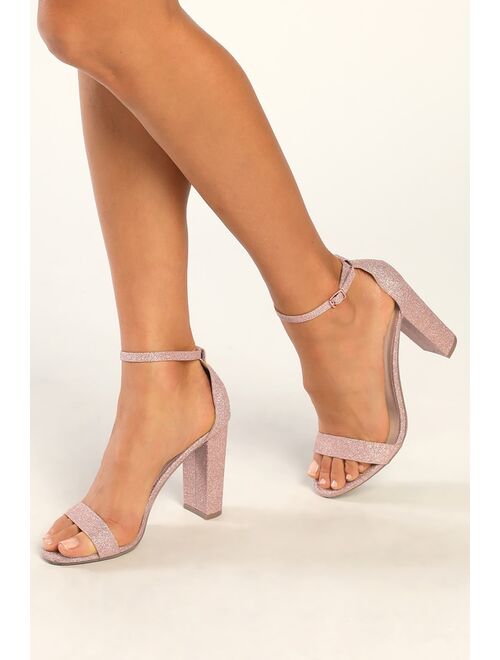 Lulus Taylor Rhinestone Light Nude Suede Ankle Strap Heels