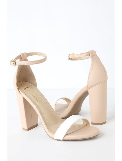 Lulus Taylor Rhinestone Light Nude Suede Ankle Strap Heels