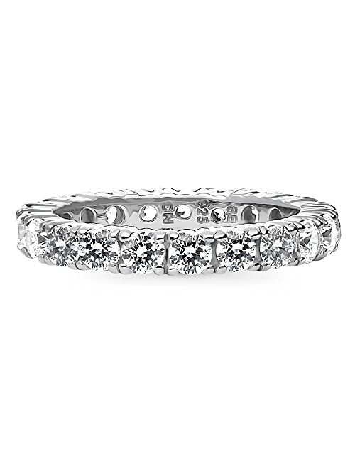 BERRICLE Sterling Silver Wedding Rings Cubic Zirconia CZ Anniversary Eternity Ring for Women, Rhodium Plated Size 4-10