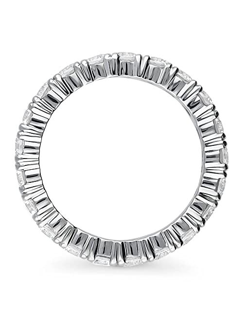 BERRICLE Sterling Silver Wedding Rings Cubic Zirconia CZ Anniversary Eternity Ring for Women, Rhodium Plated Size 4-10