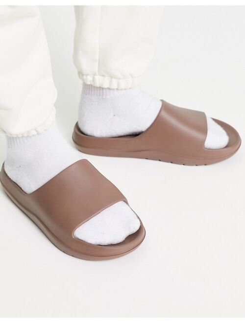 ASOS DESIGN chunky slides in brown