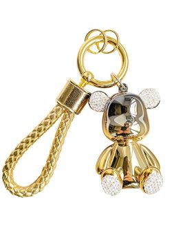 Keyyds Keychain Bear Kawaii Lanyard Bling Car Accessories for Women Girls Men Gifts Cute Wristlet Wallet Backpack Key Ring Charms