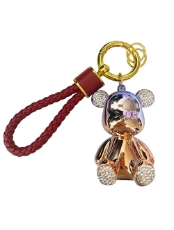 Keyyds Keychain Bear Kawaii Lanyard Bling Car Accessories for Women Girls Men Gifts Cute Wristlet Wallet Backpack Key Ring Charms