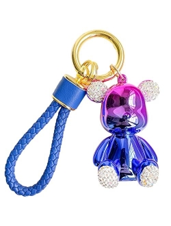 Keyyds Keychain Bear Kawaii Lanyard Bling Car Accessories for Women Girls Men Gifts Cute Wristlet Wallet Backpack Key Ring Charms