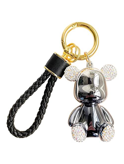 Keyyds Keychain Bear Kawaii Lanyard Bling Car Accessories for Women Girls Men Gifts Cute Wristlet Wallet Backpack Key Ring Charms