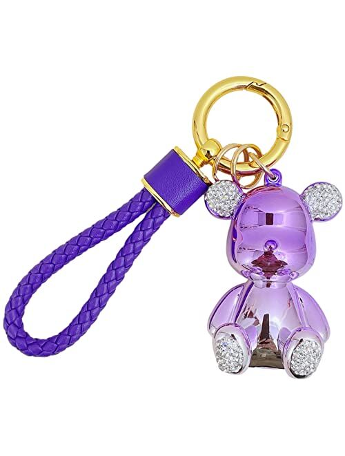 Keyyds Keychain Bear Kawaii Lanyard Bling Car Accessories for Women Girls Men Gifts Cute Wristlet Wallet Backpack Key Ring Charms