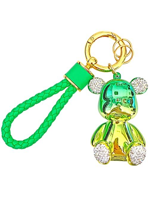 Keyyds Keychain Bear Kawaii Lanyard Bling Car Accessories for Women Girls Men Gifts Cute Wristlet Wallet Backpack Key Ring Charms