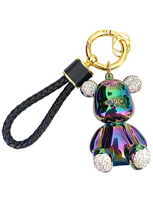 Keyyds Keychain Bear Kawaii Lanyard Bling Car Accessories for Women Girls Men Gifts Cute Wristlet Wallet Backpack Key Ring Charms