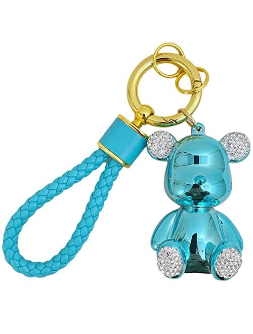 Keyyds Keychain Bear Kawaii Lanyard Bling Car Accessories for Women Girls Men Gifts Cute Wristlet Wallet Backpack Key Ring Charms