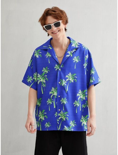 Shein Men Tropical Print Drop Shoulder Shirt