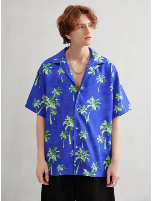 Shein Men Tropical Print Drop Shoulder Shirt