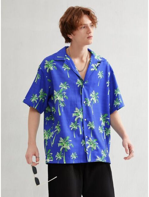 Shein Men Tropical Print Drop Shoulder Shirt