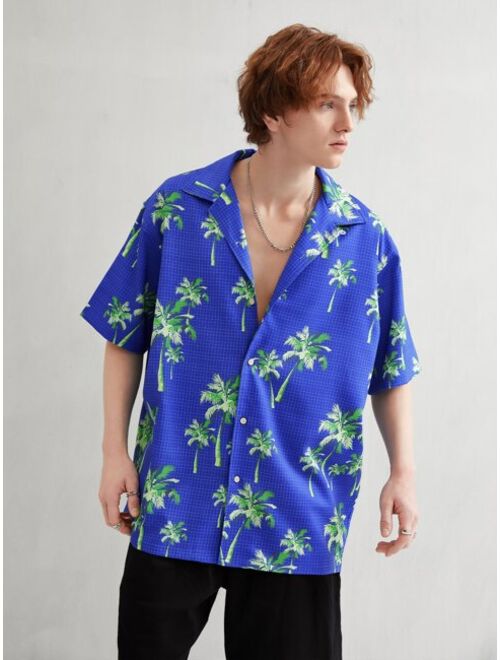 Shein Men Tropical Print Drop Shoulder Shirt