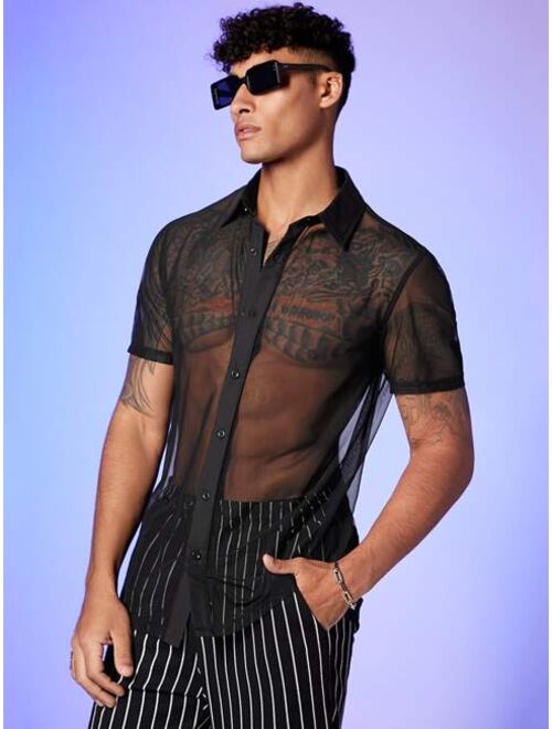 SHEIN Men Sheer Mesh Shirt