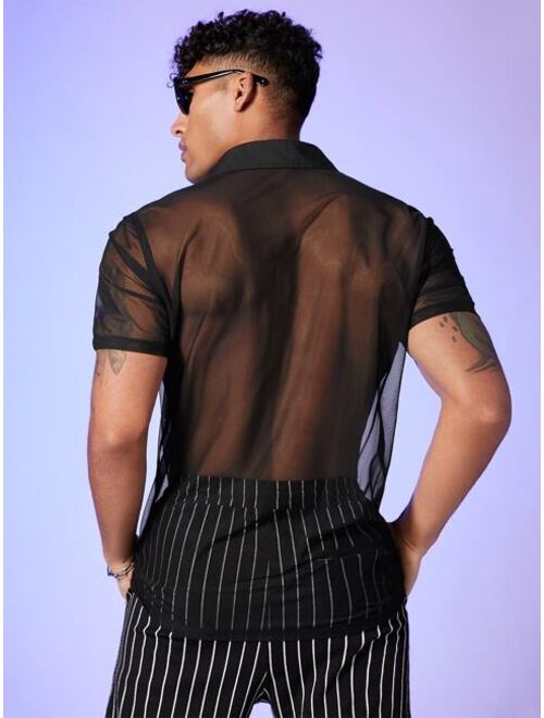 SHEIN Men Sheer Mesh Shirt