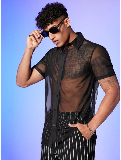 SHEIN Men Sheer Mesh Shirt