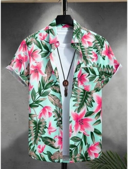 Men Tropical Print Shirt Without Tee