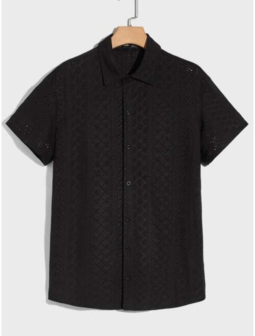 SHEIN Men Hollow Out Button Front Shirt