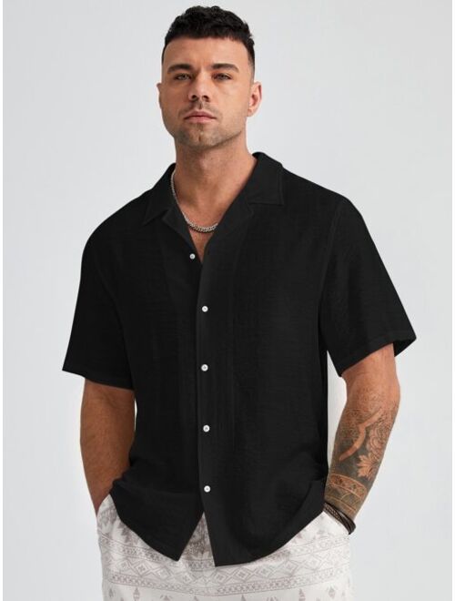 SHEIN Extended Sizes Men Button Front Shirt