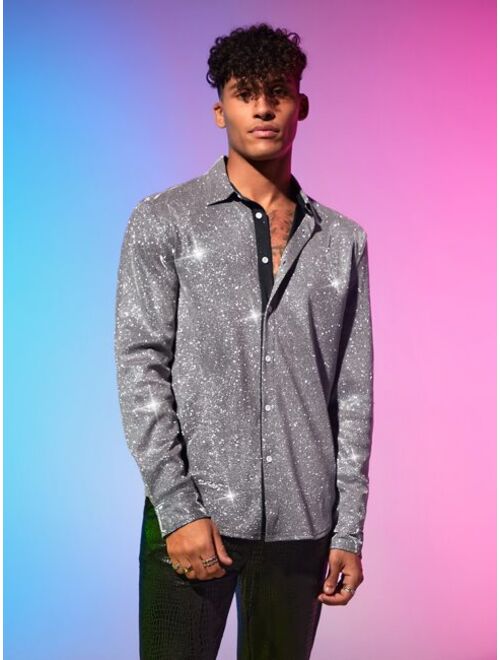 Manfinity AFTRDRK Men Glitter Button Front Shirt