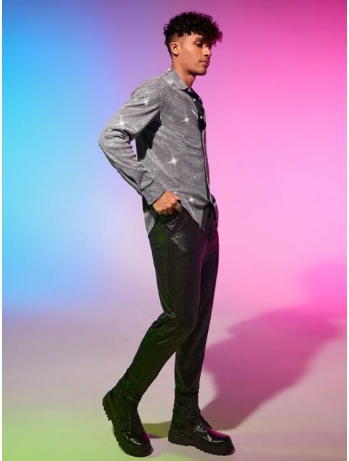 Manfinity AFTRDRK Men Glitter Button Front Shirt