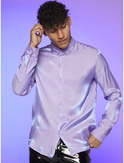 SHEIN Men Solid Button Front Shirt