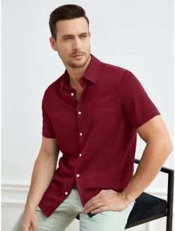 Men Solid Button Up Shirt