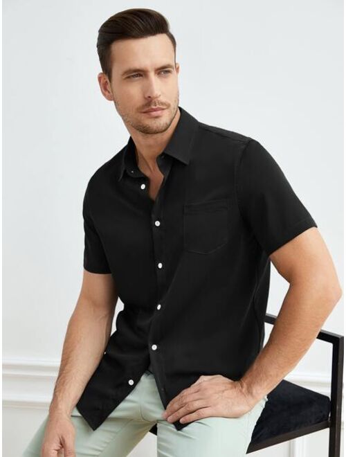 SHEIN Men Solid Button Up Shirt