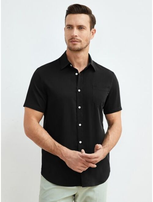 SHEIN Men Solid Button Up Shirt