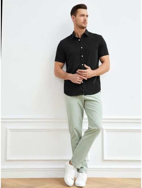 SHEIN Men Solid Button Up Shirt