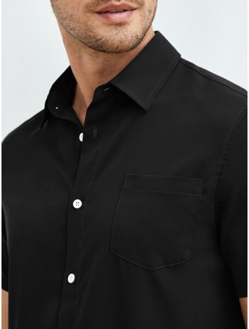 SHEIN Men Solid Button Up Shirt