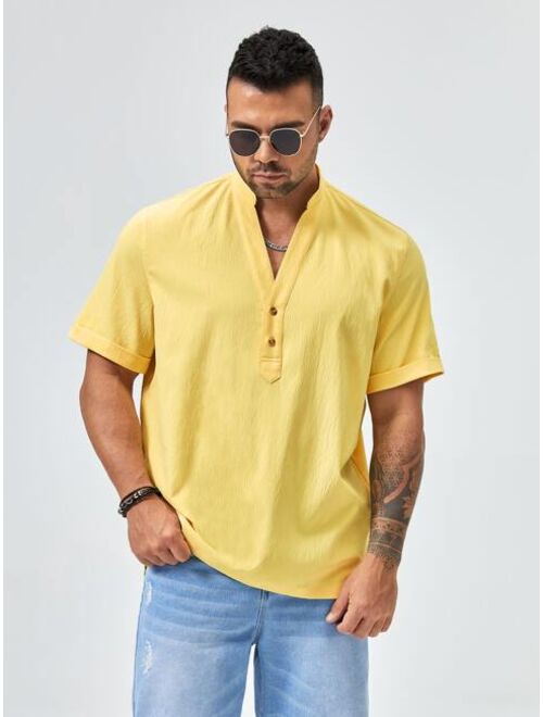 SHEIN Extended Sizes Men Button Front Shirt