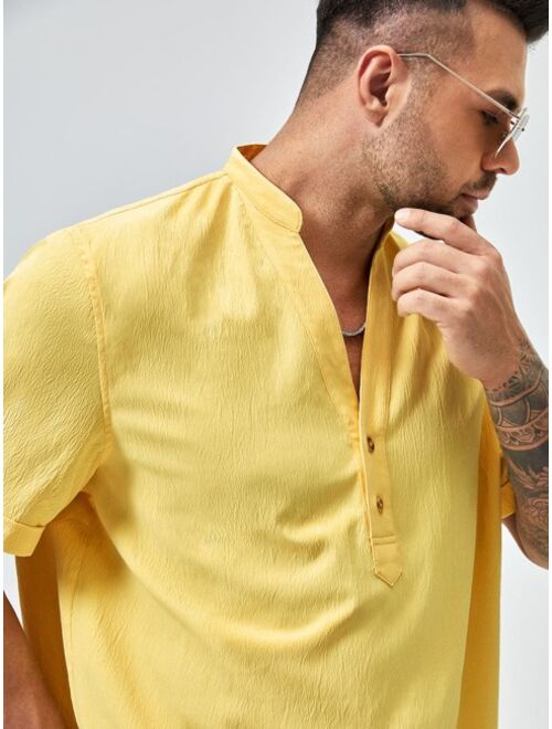 SHEIN Extended Sizes Men Button Front Shirt