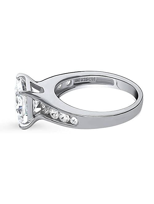 BERRICLE Sterling Silver Solitaire Wedding Engagement Rings 3 Carat Princess Cut Cubic Zirconia CZ Promise Ring for Women, Rhodium Plated Size 4-10