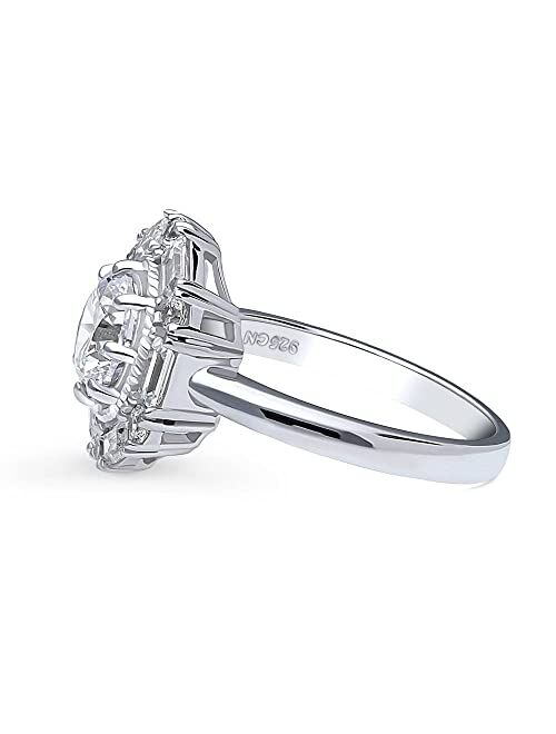 BERRICLE Sterling Silver Halo Wedding Engagement Rings Round Cubic Zirconia CZ Cable Ring for Women, Rhodium Plated Size 4-10