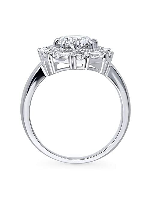 BERRICLE Sterling Silver Halo Wedding Engagement Rings Round Cubic Zirconia CZ Cable Ring for Women, Rhodium Plated Size 4-10