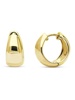 Sterling Silver Dome Small Fashion Hoop Huggie Earrings for Women, 0.55"