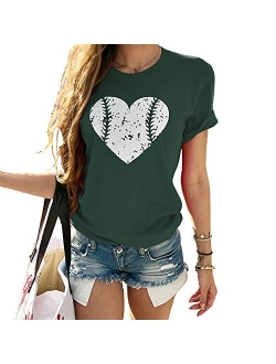 Womens Cute Heart Graphic T Shirts Casual Short Sleeve Crewneck Summer Tees Tops