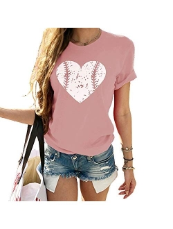 Womens Cute Heart Graphic T Shirts Casual Short Sleeve Crewneck Summer Tees Tops