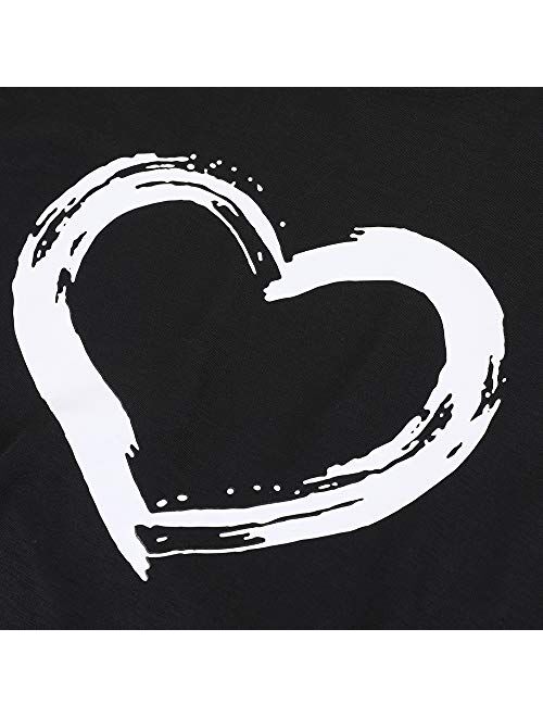 Cicy Bell Womens Cute Heart Graphic T Shirts Casual Short Sleeve Crewneck Summer Tees Tops