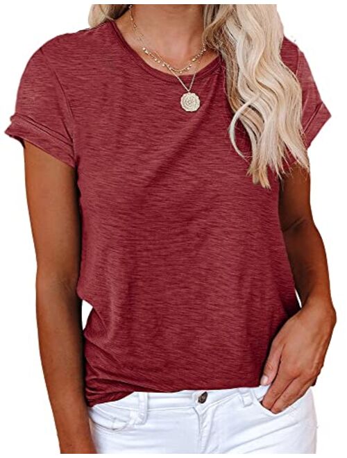 Cicy Bell Women's Short Sleeve Shirts Crewneck Loose Casual Summer Cotton Tees Tops